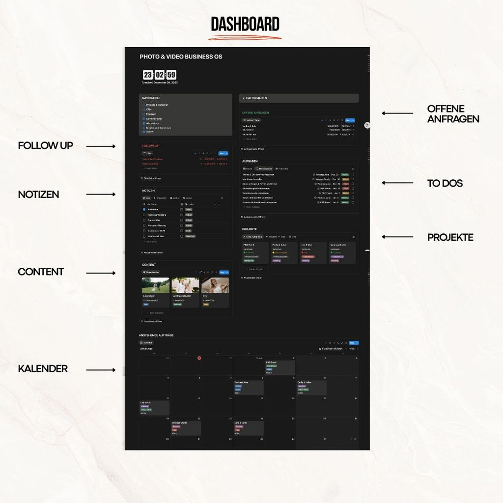 Notion Template für Fotografen & Videografen