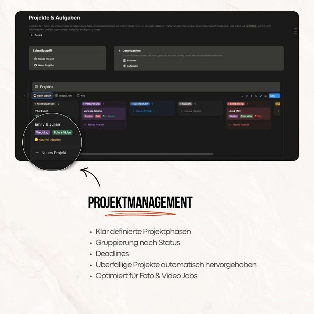 Notion Template für Fotografen & Videografen