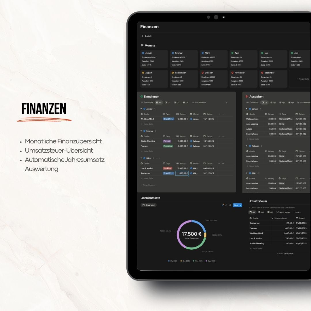 Notion Template für Fotografen & Videografen