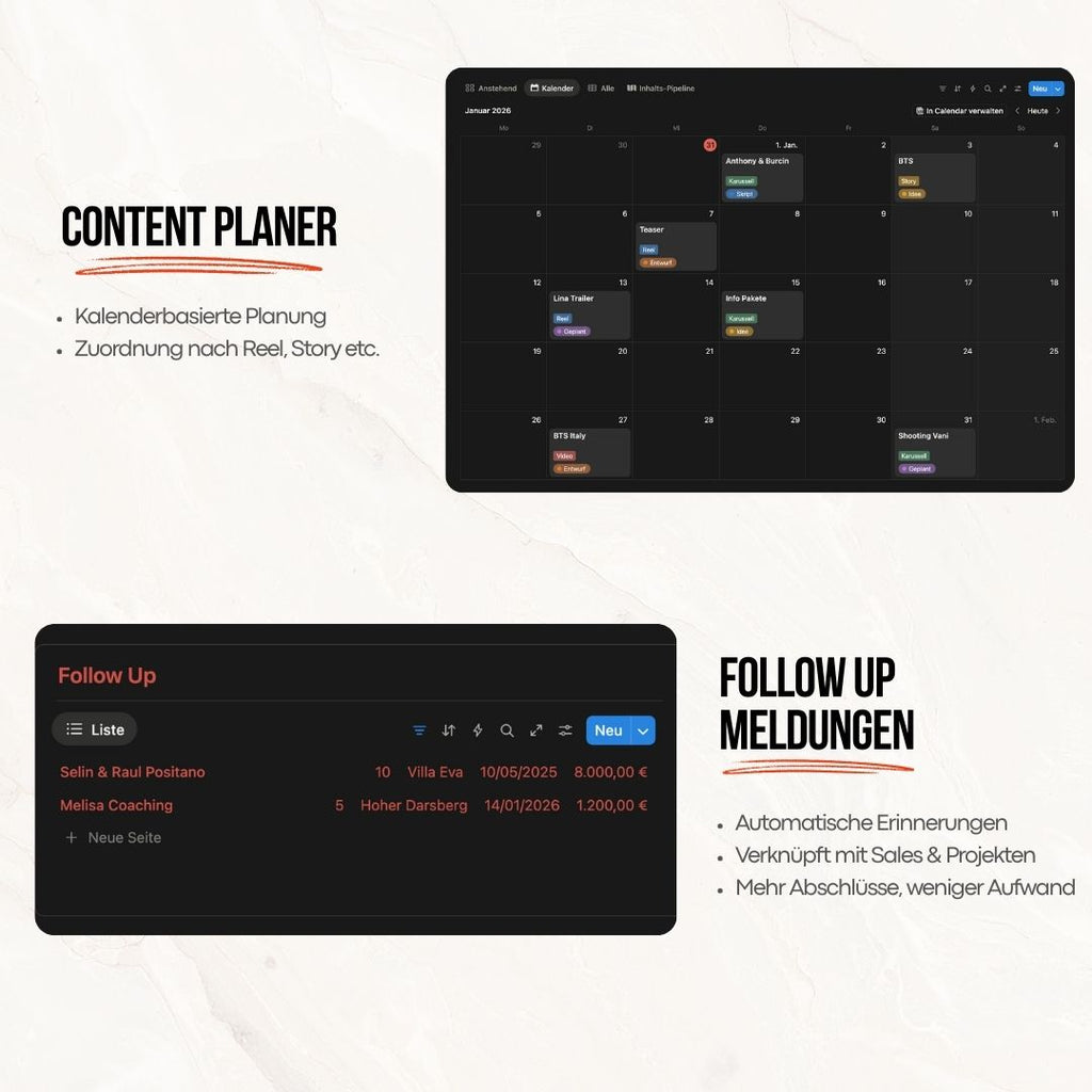 Notion Template für Fotografen & Videografen