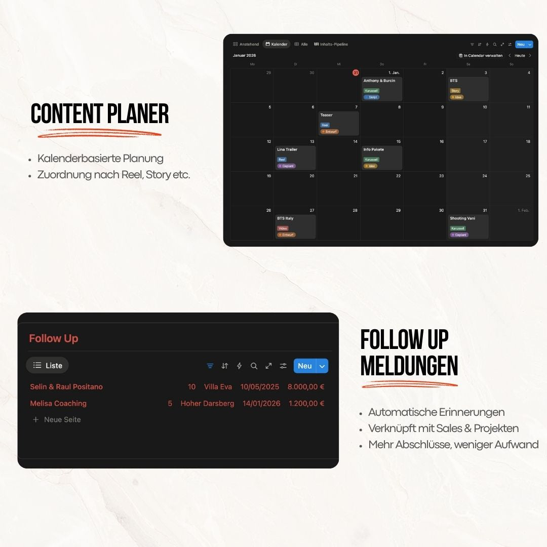 Notion Template für Fotografen & Videografen