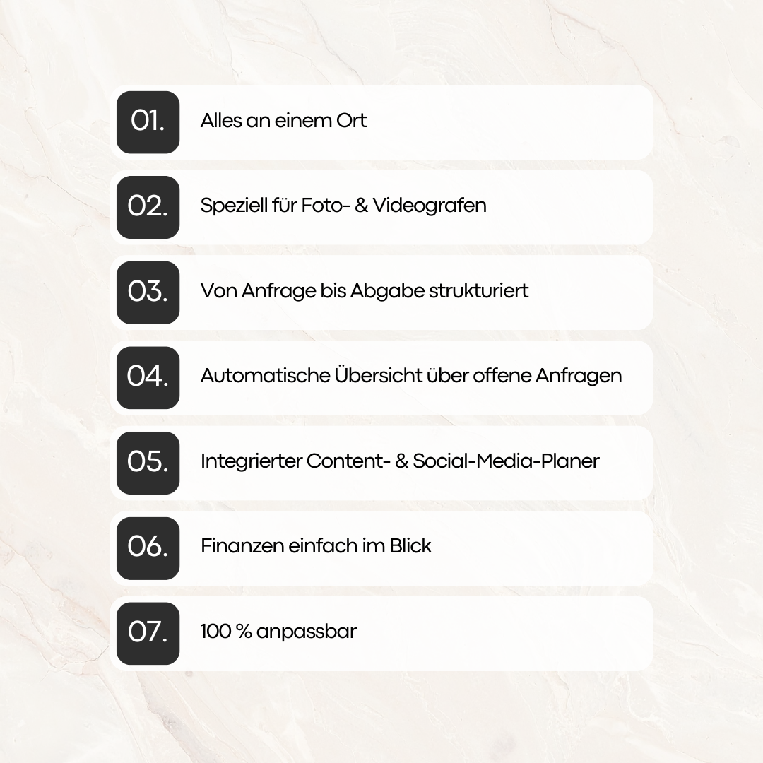 Notion Template für Fotografen & Videografen